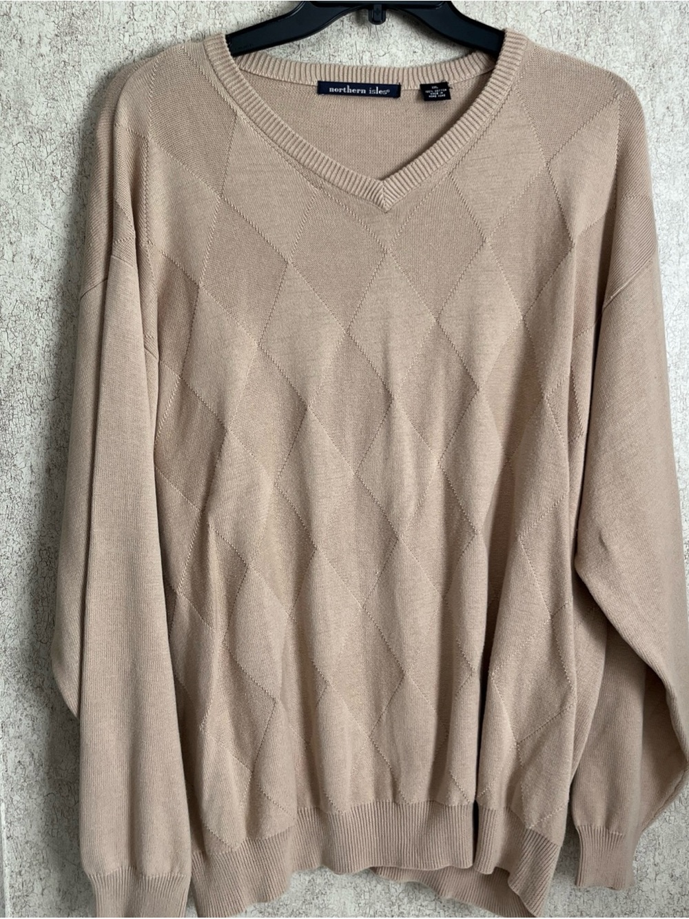 Northern Isles Tan Geometric Sweater 100% Cotton long Sleeve Light Men’s XXL